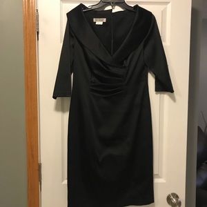 Kay Unger Black Satin Dress